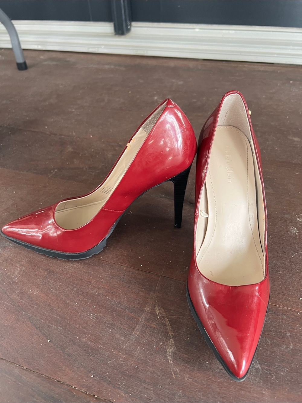 Calvin Klein Red Patent Pointed-Toe Stiletto Pumps